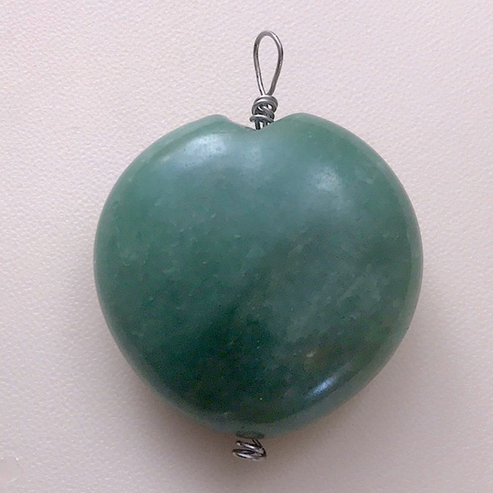 Green Aventurine Heart Chakra Pendant Puffy Heart Sone Bead Palm Stone